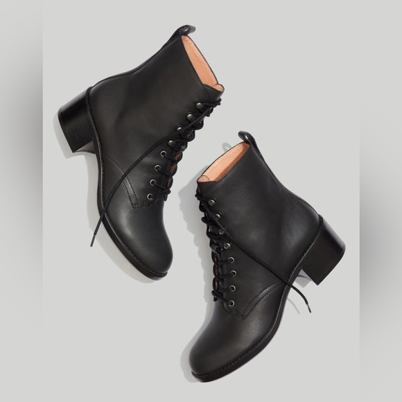 New Madewell Women Combat The Patti Lace Up Boots Black Size 6.5 - Picture 2 of 8